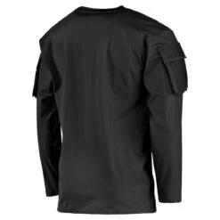MFH US Long Sleeved T-Shirt With Sleeve Pockets Black -Condo Clothing Shop 00123 Black 02