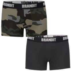 Brandit Boxer Shorts Logo 2 Pack Dark Camo / Black