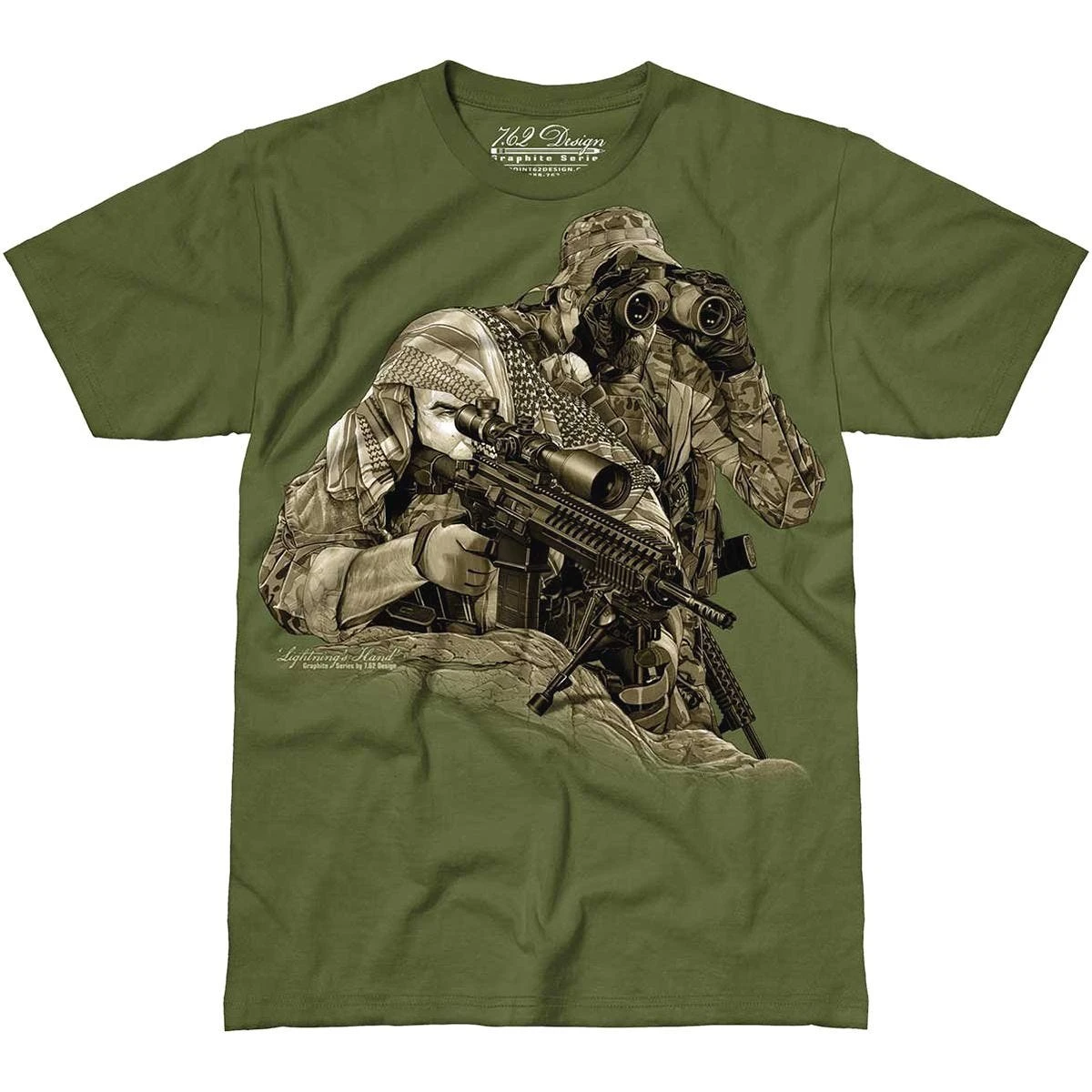 7.62 Design Lightning's Hand T-Shirt Military Green 1 7.62 Design Lightning's Hand T-Shirt Military Green