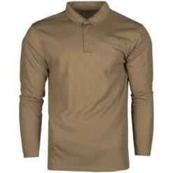 Mil-Tec Tactical Long Sleeve Quick Dry Polo Shirt Dark Coyote