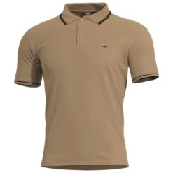 Pentagon Aniketos Polo T-Shirt Stripes Tan Brown